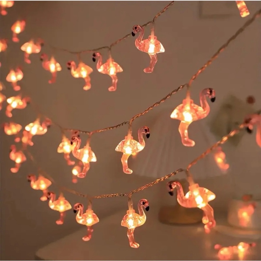 Flamingo String Lights - Pink, 9.84’ Long, NEW